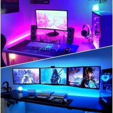 Kit Banda LED Smart EDAR RGB cu Control Din Telecomanda sau Aplicatie, Conexiune Bluetooth, LED SMD 2835, IP65, Lungime 20 me...