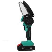 Mini Fierastrau Portabil EDAR Tip Drujba, Electric, cu Lant, Sina Ghidaj 4-6 Inch, 24V, 1 Baterie, 2 Lanturi, 2000mAh, Verde
