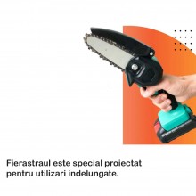 Mini Fierastrau Portabil EDAR Tip Drujba, Electric, cu Lant, Sina Ghidaj 4-6 Inch, 24V, 1 Baterie, 2 Lanturi, 2000mAh, Verde Mini Fierastrau Portabil EDAR Tip Drujba, Electric, cu Lant, Sina Ghidaj 4-6 Inch, 24V, 1 Baterie, 2 Lanturi, 2000mAh, Verde