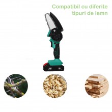 Mini Fierastrau Portabil EDAR Tip Drujba, Electric, cu Lant, Sina Ghidaj 4-6 Inch, 24V, 1 Baterie, 2 Lanturi, 2000mAh, Verde Mini Fierastrau Portabil EDAR Tip Drujba, Electric, cu Lant, Sina Ghidaj 4-6 Inch, 24V, 1 Baterie, 2 Lanturi, 2000mAh, Verde