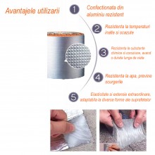 Banda Adeziva EDAR Pentru Reparatii, Finisaj din Aluminiu, Rezistenta la Intemperii, Previne Scurgerile, Adeziv Permanent, Di... Banda Adeziva EDAR Pentru Reparatii, Finisaj din Aluminiu, Rezistenta la Intemperii, Previne Scurgerile, Adeziv Permanent, Di...
