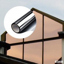Folie Reflexiva EDAR Pentru Geamuri Interioare, Protectie Solara UV, Efect De Oglinda, 60x300cm, Aplicare Usoara, Negru/Argintiu