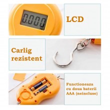 Cantar Electronic EDAR, Portabil, De Mana, Functionare pe Baterii, Ecran LCD, Capacitate Maxima de 40 kg, Functie TARA, Selec...