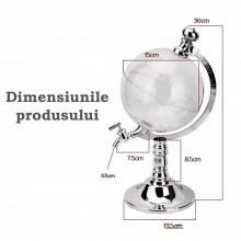 Dozator EDAR pentru Bauturi, Model Glob Pamantesc, Capacitate 3.5 l, Palnie Inclusa, Transparent