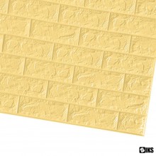 Tapet 3D Autoadeziv SIKS, Model Caramida in Relief, Galben Pal, Design Modern, Rezistent la Apa, Usor de Curatat, Dimensiuni ...