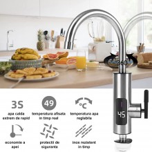 Robinet Electric SIKS Pentru Incalzire Apa Instant, Montare Chiuveta, Inox, Cu Display Si Rotire 360 Grade, Argintiu Robinet Electric SIKS Pentru Incalzire Apa Instant, Montare Chiuveta, Inox, Cu Display Si Rotire 360 Grade, Argintiu