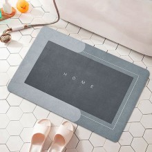 Covor De Baie EDAR, Cu Mesaj "Home", Absorbant, Antiderapant, Material Moale, Curatoare Usoara, 80 x 50 cm, Dreptunghi, Gri