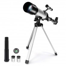 Telescop Astronomic SIKS Cu Trepied Din Aluminiu, Distanta Focala 360mm Si Prisme De 90°, Argintiu/Negru Telescop Astronomic SIKS Cu Trepied Din Aluminiu, Distanta Focala 360mm Si Prisme De 90°, Argintiu/Negru