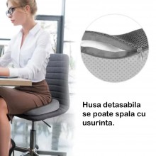 Perna Ortopedica SIKS Pentru Sezut Din Fibre De Bambus, Usor De Intretinut, Dimensiuni 44 x 35 x 6.5 cm, Gri