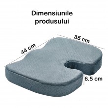 Perna Ortopedica SIKS Pentru Sezut Din Fibre De Bambus, Usor De Intretinut, Dimensiuni 44 x 35 x 6.5 cm, Gri