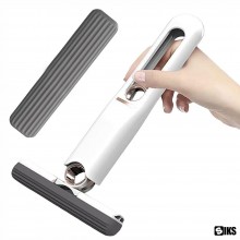 Mini Mop Portabil SIKS Pentru Diferite Suprafete Si Geamuri, Sistem Autostoarcere, Alb