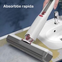 Mini Mop Portabil SIKS Pentru Diferite Suprafete Si Geamuri, Sistem Autostoarcere, Alb