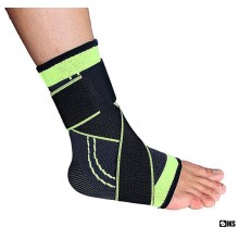 Orteza SIKS Pentru Glezna, Bandaj Elastic Tip Soseta Cu Banda Ajustabila ,Marime Universala, Unisex, Negru / Verde