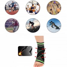 Orteza SIKS Pentru Glezna, Bandaj Elastic Tip Soseta Cu Banda Ajustabila ,Marime Universala, Unisex, Negru / Verde Orteza SIKS Pentru Glezna, Bandaj Elastic Tip Soseta Cu Banda Ajustabila ,Marime Universala, Unisex, Negru / Verde