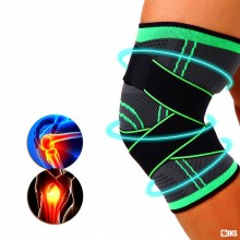 Orteza Elastica Ajustabila SIKS Pentru Genunchi Cu Bretele Elastice, Bandaj Pentru Genunchi Negru / Verde, Marime Universala