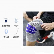 Orteza Elastica SIKS Pentru Genunchi Si Activitati Sportive, Din Material Respirabil, Cu Arcuire Metalica, Pernita Silicon Pe...