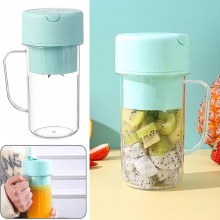 Blender Portabil SIKS Tip Cana Cu Incarcare USB, 6 Lame, Capacitate 420 ml, Cu Pai Din Silicon, Turcoaz