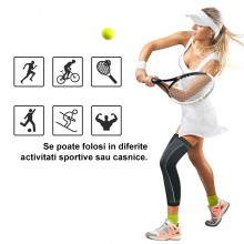 Genunchiera EDAR tip Soseta, Ideala Pentru Activitati Sportive si Casnice, Tricot Respirabil, Tricot 3D, Negru / Verde, Marim...