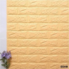 Tapet 3D EDAR cu Design Retro, Autoadeziv, Model Caramida Vintage, Culoare Galben Pal, 77x70cm, Usor de Aplicat si Curatat
