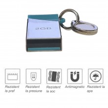 Memorie USB EDAR, Capacitate 2 GB, USB 3.0, Rezistent la Uzura, Gri Metalic / Albastru