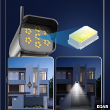 Lampa Solara EDAR Tip Camera Falsa, 35 LED-uri, Senzor Detectie Miscare, Telecomanda Inclusa, Panou Solar, Negru