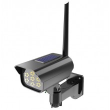 Lampa Solara EDAR Tip Camera Falsa, 35 LED-uri, Senzor Detectie Miscare, Telecomanda Inclusa, Panou Solar, Negru