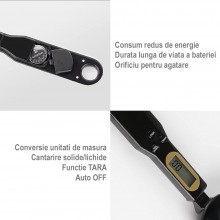Lingura cu Cantar EDAR, Display Digital, Pentru Bucatarie, Cantarire Solide/Lichide, Negru