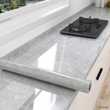 Folie de Protectie Pentru Bucatarie EDAR, Autocolanta, Autoadeziva, Model Marmura, Rezistenta la Apa si Ulei, Design Modern, ...