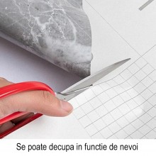 Folie de Protectie Pentru Bucatarie EDAR, Autocolanta, Autoadeziva, Model Marmura, Rezistenta la Apa si Ulei, Design Modern, ...