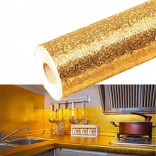 Folie de aluminiu EDAR, autoadeziva, protectie bucatarie, rezistenta la apa, dimensiuni 61 x 300 cm, auriu Folie de aluminiu EDAR, autoadeziva, protectie bucatarie, rezistenta la apa, dimensiuni 61 x 300 cm, auriu