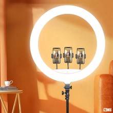Lampa Circulara SIKS, Ring Light LED, Make-Up, 55 cm, 22 Inch, 3 Moduri De Lumina, 10 Trepte Reglaj, Trepied, 3 x Suport Tele...