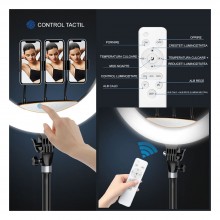 Lampa Circulara SIKS, Ring Light LED, Make-Up, 55 cm, 22 Inch, 3 Moduri De Lumina, 10 Trepte Reglaj, Trepied, 3 x Suport Tele...
