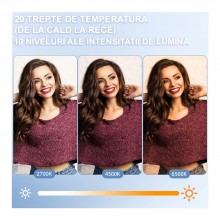 Lampa Circulara SIKS, Ring Light LED, Make-Up, 55 cm, 22 Inch, 3 Moduri De Lumina, 10 Trepte Reglaj, Trepied, 3 x Suport Tele...