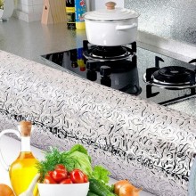 Autocolant Bucatarie Anti-Mucegai SIKS, Anti-Bacterian, Usor de Curatat, Design Tip Aluminiu Rezistent, PVC, 40 x 200 cm