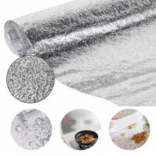 Autocolant Bucatarie Anti-Mucegai SIKS, Anti-Bacterian, Usor de Curatat, Design Tip Aluminiu Rezistent, PVC, 40 x 200 cm