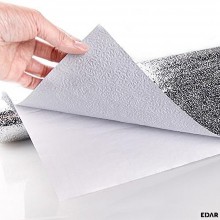 Folie de Protectie Pentru Bucatarie EDAR, Autocolanta, Autoadeziva, Rezistenta la Apa si Ulei, Design Modern, Finisaj Tip Alu...