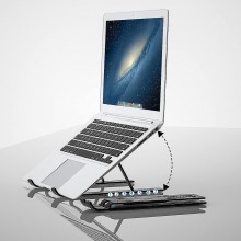 Suport laptop EDAR, Pliabil, Stand Universal, Design Ergonomic, Aluminiu Rezistent, 7 Niveluri de Inclinare, Negru Suport laptop EDAR, Pliabil, Stand Universal, Design Ergonomic, Aluminiu Rezistent, 7 Niveluri de Inclinare, Negru