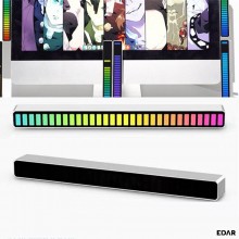Bara LED cu Lumini De Ritm EDAR, Activare Sonora, RGB, 32 Leduri, 18 Culori, Mutiple Moduri, Incarcare USB, Pentru Gaming, Alb