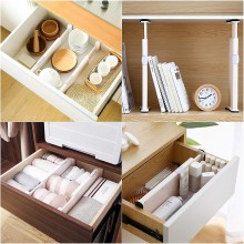 Set 2 x Organizator Reglabil SIKS Pentru Sertar, Pentru Baie/Bucatarie/Dormitor, Sistem Antialunecare, Sistem Blocare, Extens...