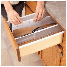 Set 2 x Organizator Reglabil SIKS Pentru Sertar, Pentru Baie/Bucatarie/Dormitor, Sistem Antialunecare, Sistem Blocare, Extens...