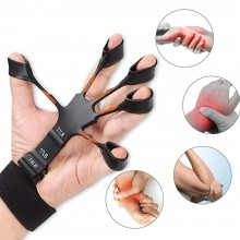 Flexor SIKS Pentru Degete Din Silicon, Banda De Sustinere Velcro, Diferite Niveluri De Dificultate, Recuperare Fizica, Negru