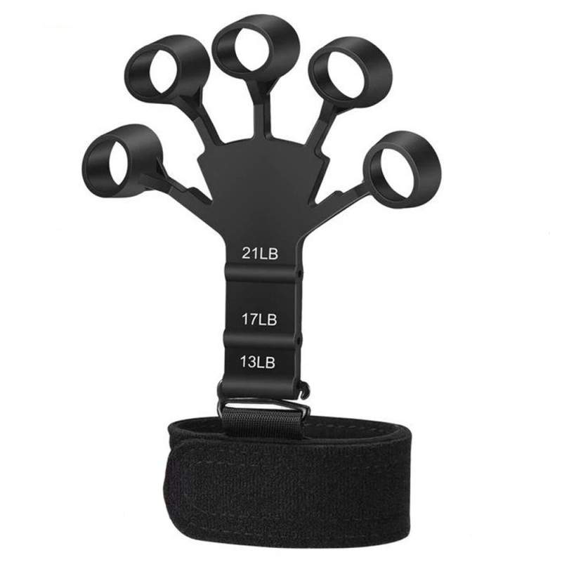 Flexor SIKS Pentru Degete Din Silicon, Banda De Sustinere Velcro, Diferite Niveluri De Dificultate, Recuperare Fizica, Negru
