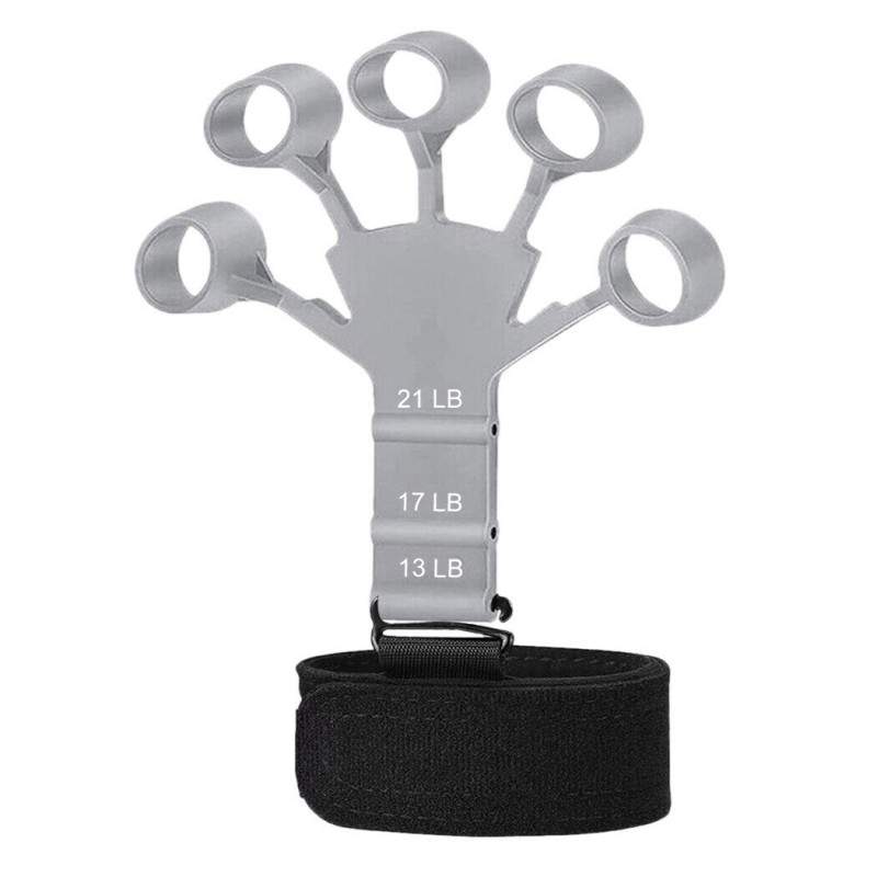 Flexor SIKS Pentru Degete Din Silicon, Banda De Sustinere Velcro, Diferite Niveluri De Dificultate, Recuperare Fizica, Gri
