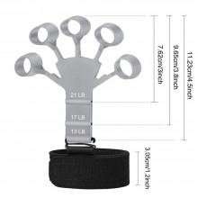 Flexor SIKS Pentru Degete Din Silicon, Banda De Sustinere Velcro, Diferite Niveluri De Dificultate, Recuperare Fizica, Gri