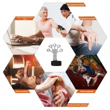 Flexor SIKS Pentru Degete Din Silicon, Banda De Sustinere Velcro, Diferite Niveluri De Dificultate, Recuperare Fizica, Gri
