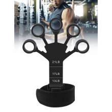 Flexor Degete EDAR, Curea Sustinere Velcro, Inele Silicon Flexibil, Pentru Antrenament Mana, Antebrat, Recuperare Fizica, Negru