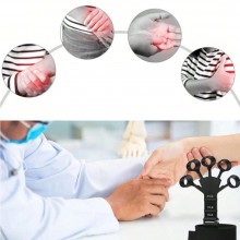 Flexor Degete EDAR, Curea Sustinere Velcro, Inele Silicon Flexibil, Pentru Antrenament Mana, Antebrat, Recuperare Fizica, Negru