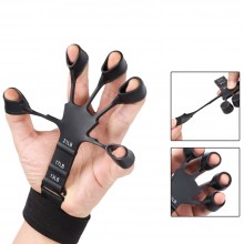Flexor Degete EDAR, Curea Sustinere Velcro, Inele Silicon Flexibil, Pentru Antrenament Mana, Antebrat, Recuperare Fizica, Negru