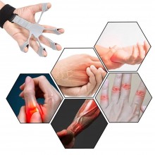 Flexor Degete EDAR, Curea Sustinere Velcro, Inele Silicon Flexibil, Pentru Antrenament Mana, Antebrat, Recuperare Fizica, Gri