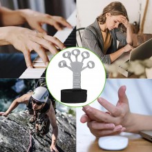Flexor Degete EDAR, Curea Sustinere Velcro, Inele Silicon Flexibil, Pentru Antrenament Mana, Antebrat, Recuperare Fizica, Gri